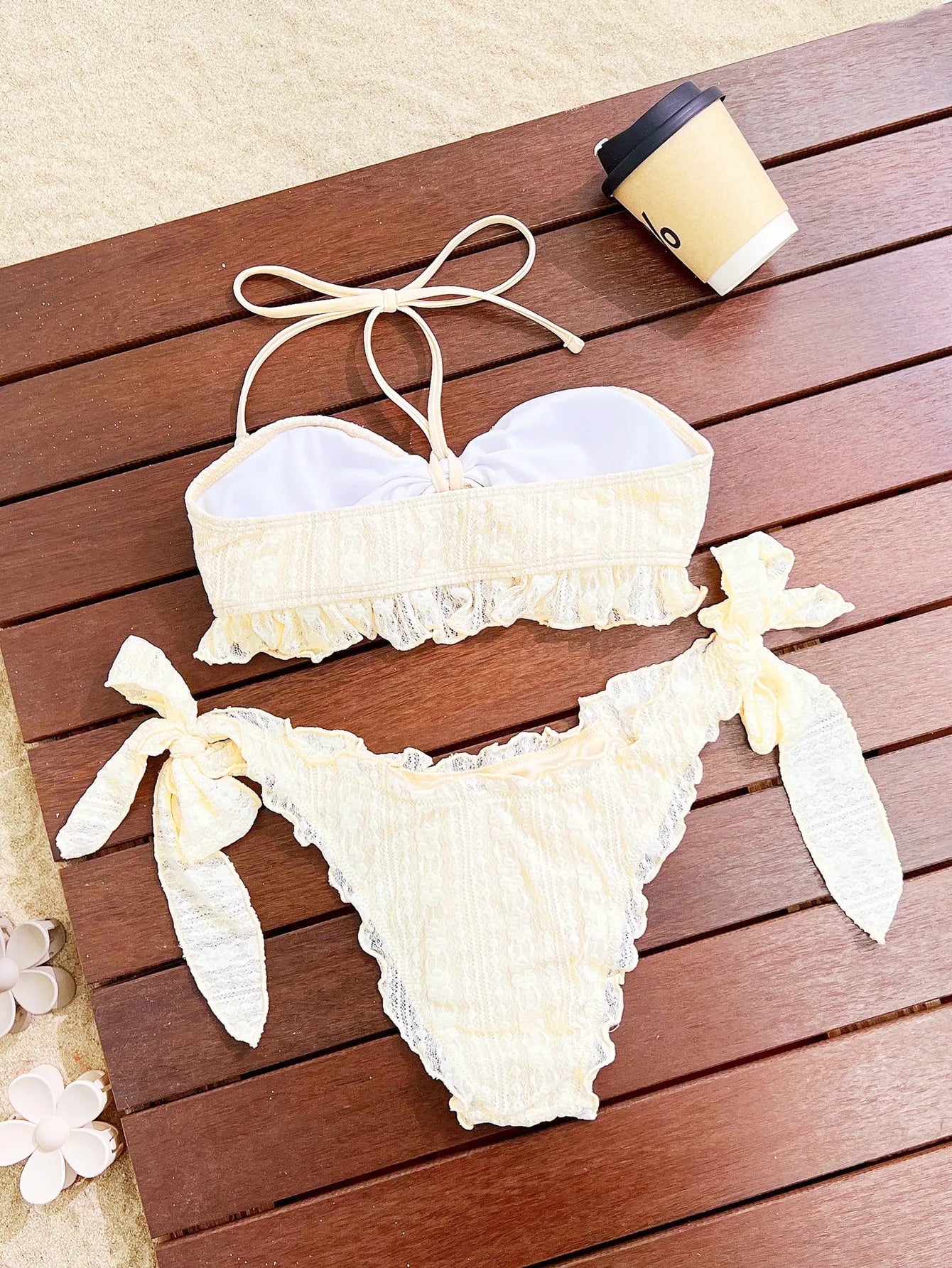Ruffles Pleate Push Up Bikini Set