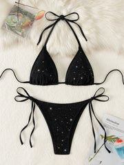 Sequin Black Bikini Set