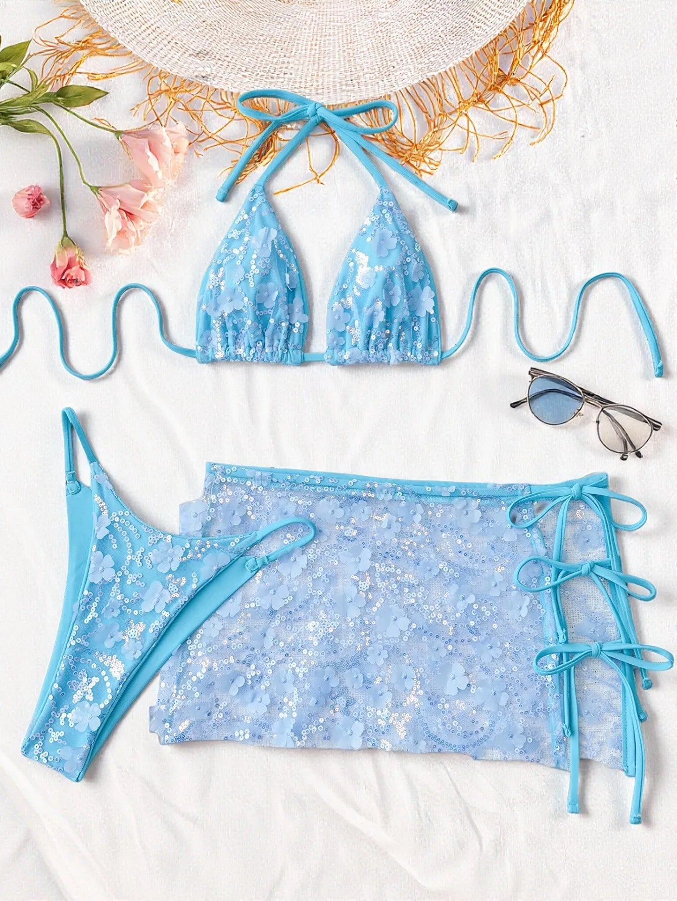 Sequin Black Bikinis Set