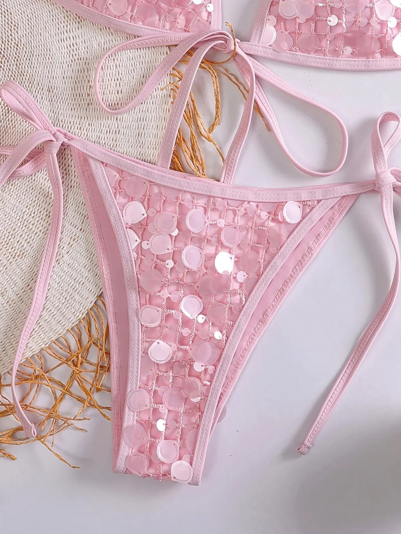 Sequin Pink Bikini Set
