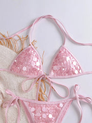 Sequin Pink Bikini Set