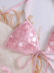 Sequin Pink Bikini Set