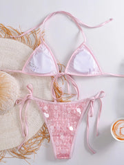 Sequin Pink Bikini Set