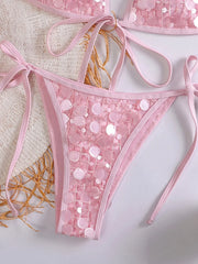 Sequin Pink Bikini Set