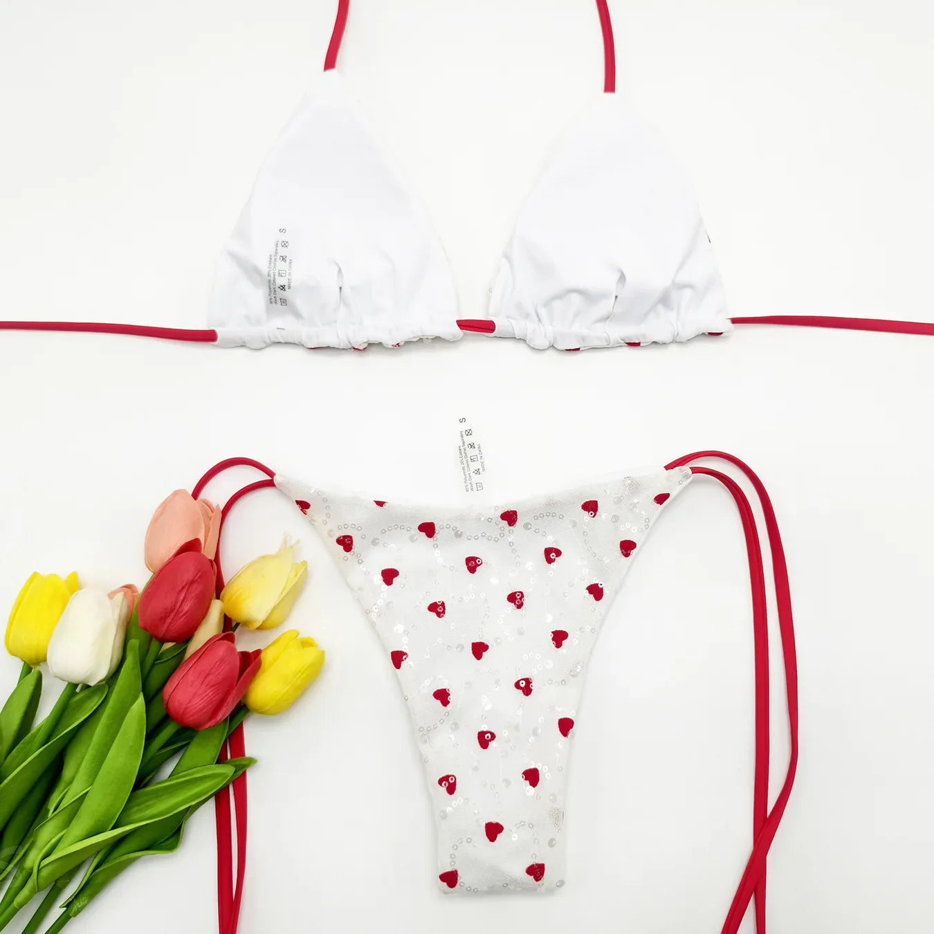 Sequin White Bikini Set