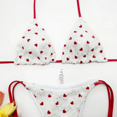 Sequin White Bikini Set