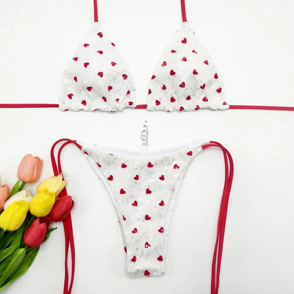 Sequin White Bikini Set