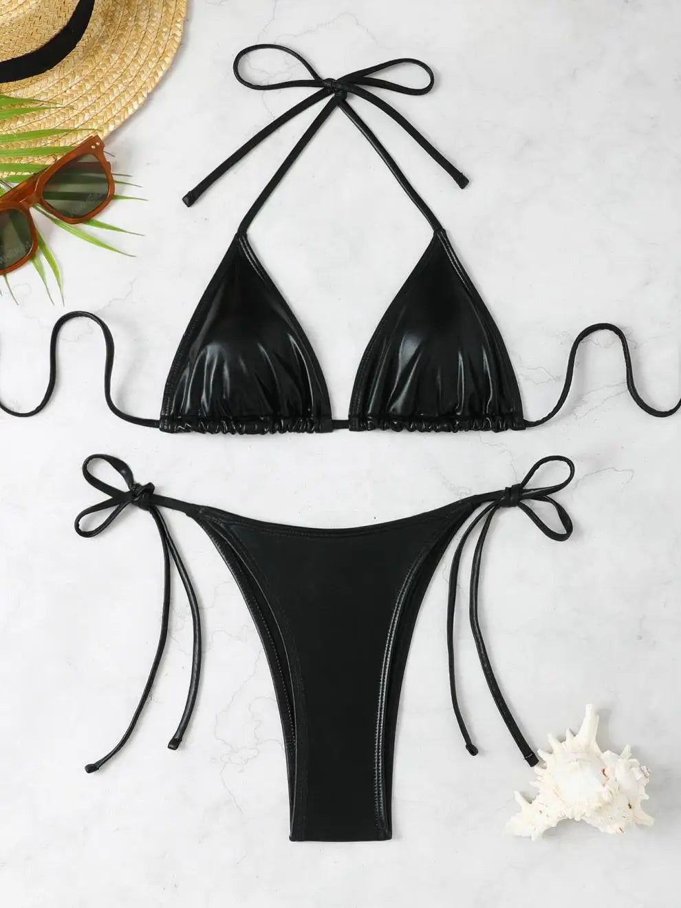 Shiny Silver Bikini Set