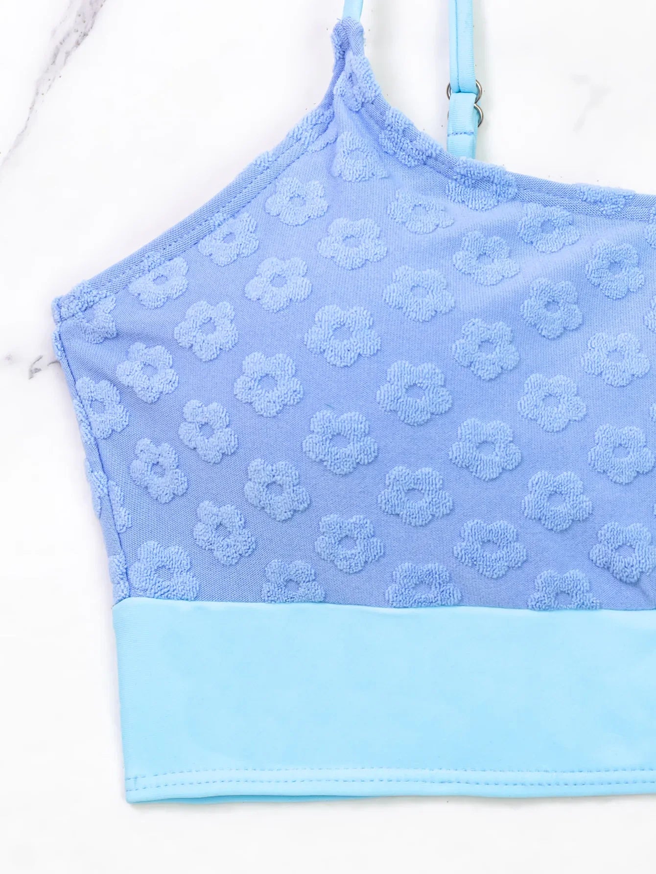 Sky Blue 3D Flower Bikini Set