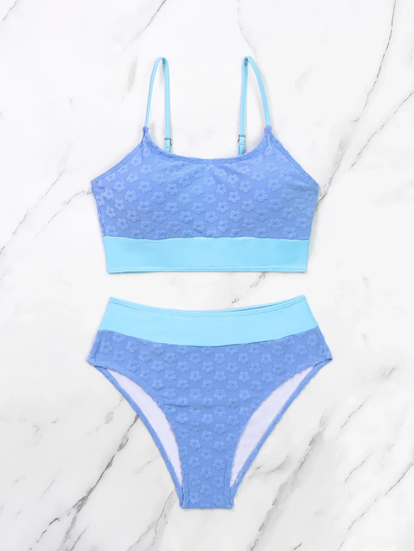 Sky Blue 3D Flower Bikini Set