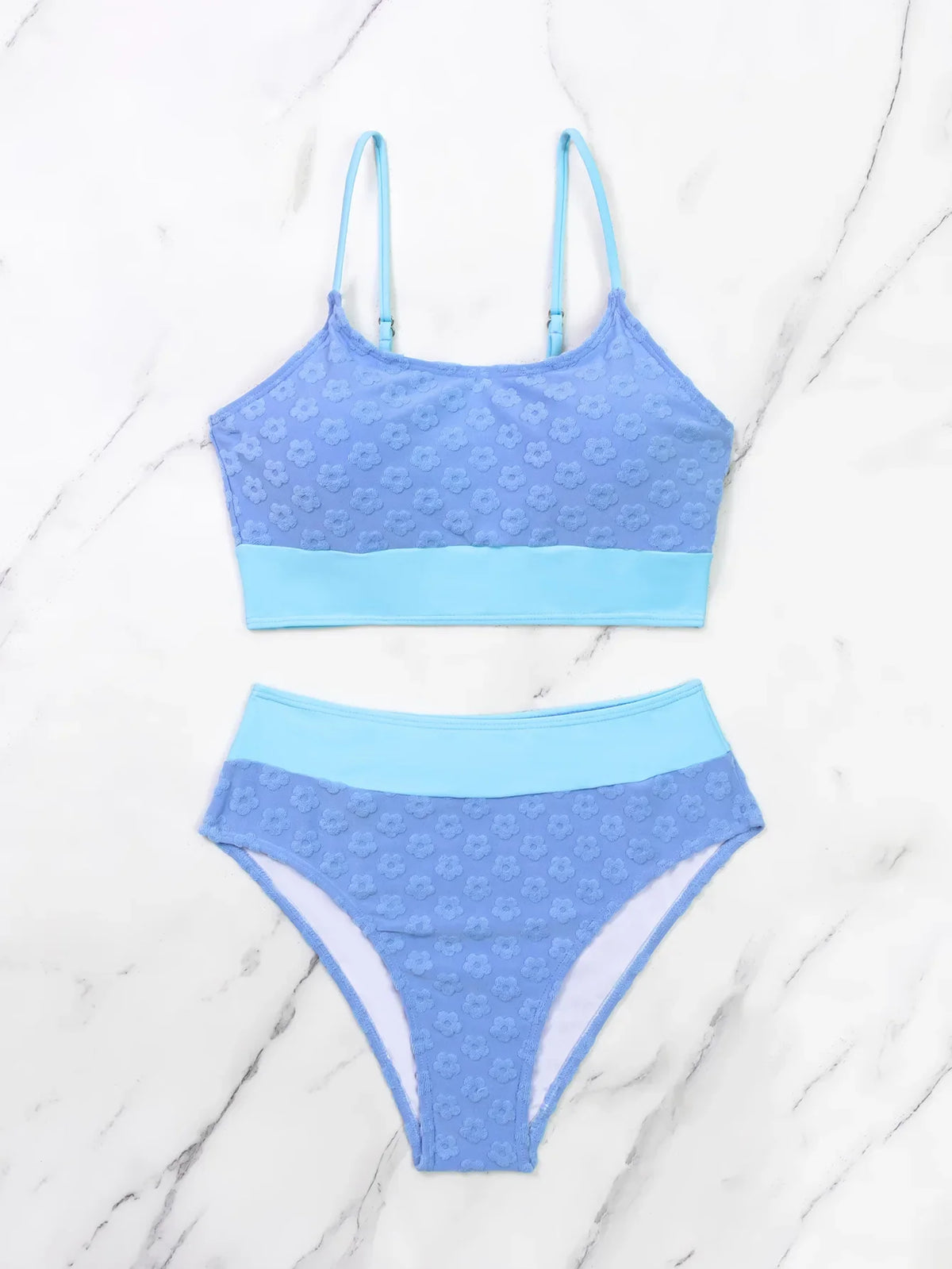 Sky Blue 3D Flower Bikini Set