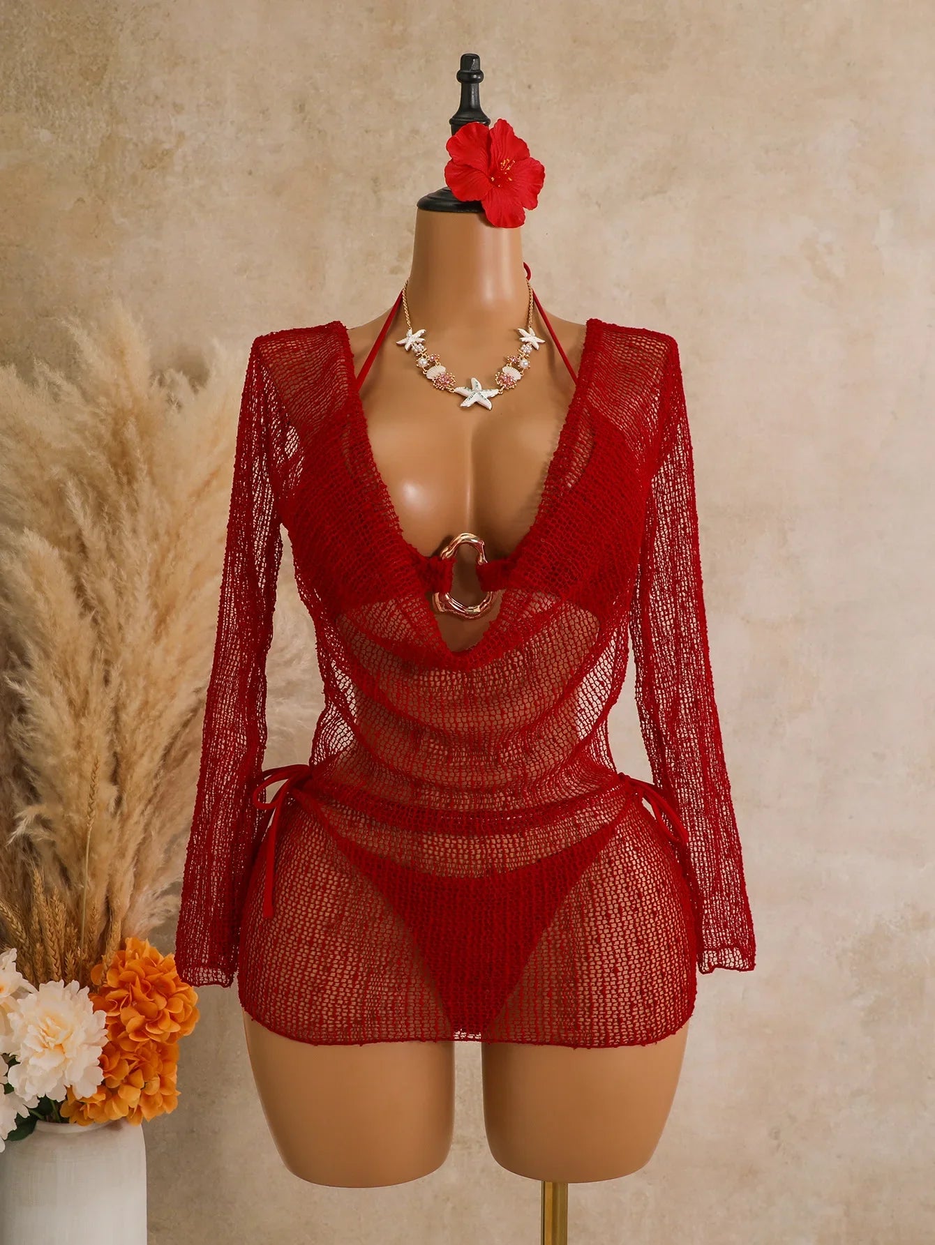 Swing Collar Sequin Long Sleeve Mesh Dress 3 Piece Swimsuit Black Push Up Triangle Swimsuit Bathing Suits Swimwear