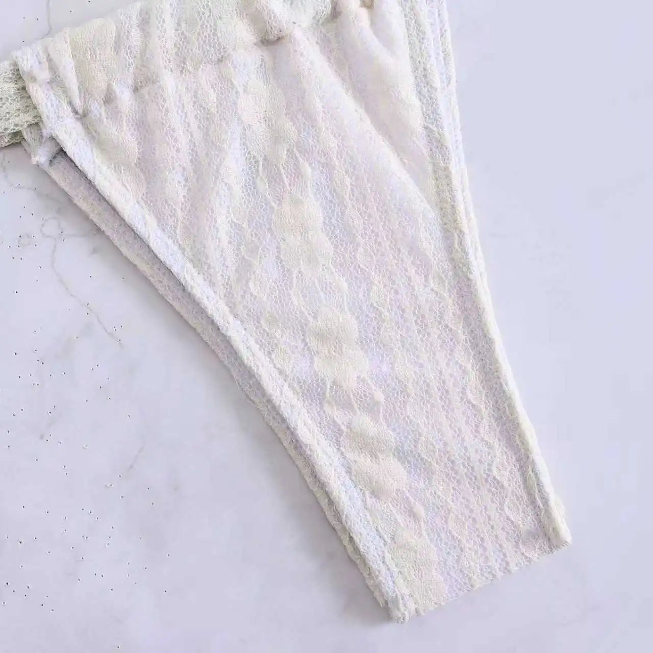 Thong Bikini Beige Lace Trim Push Up Underwire Bra Micro Swimsuit Brazilian Beach Bathing Suit