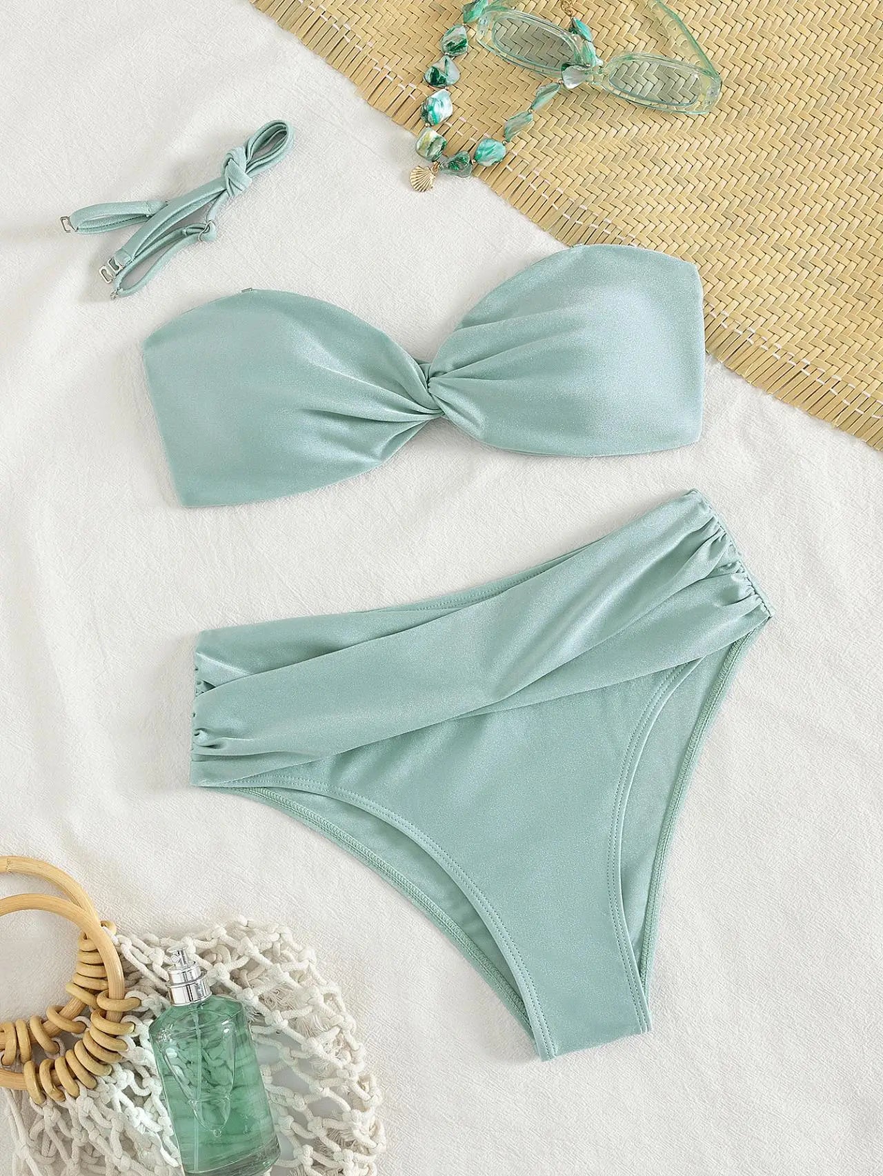 Tie Cross Push Up Padded Bikini Set