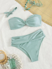 Tie Cross Push Up Padded Bikini Set