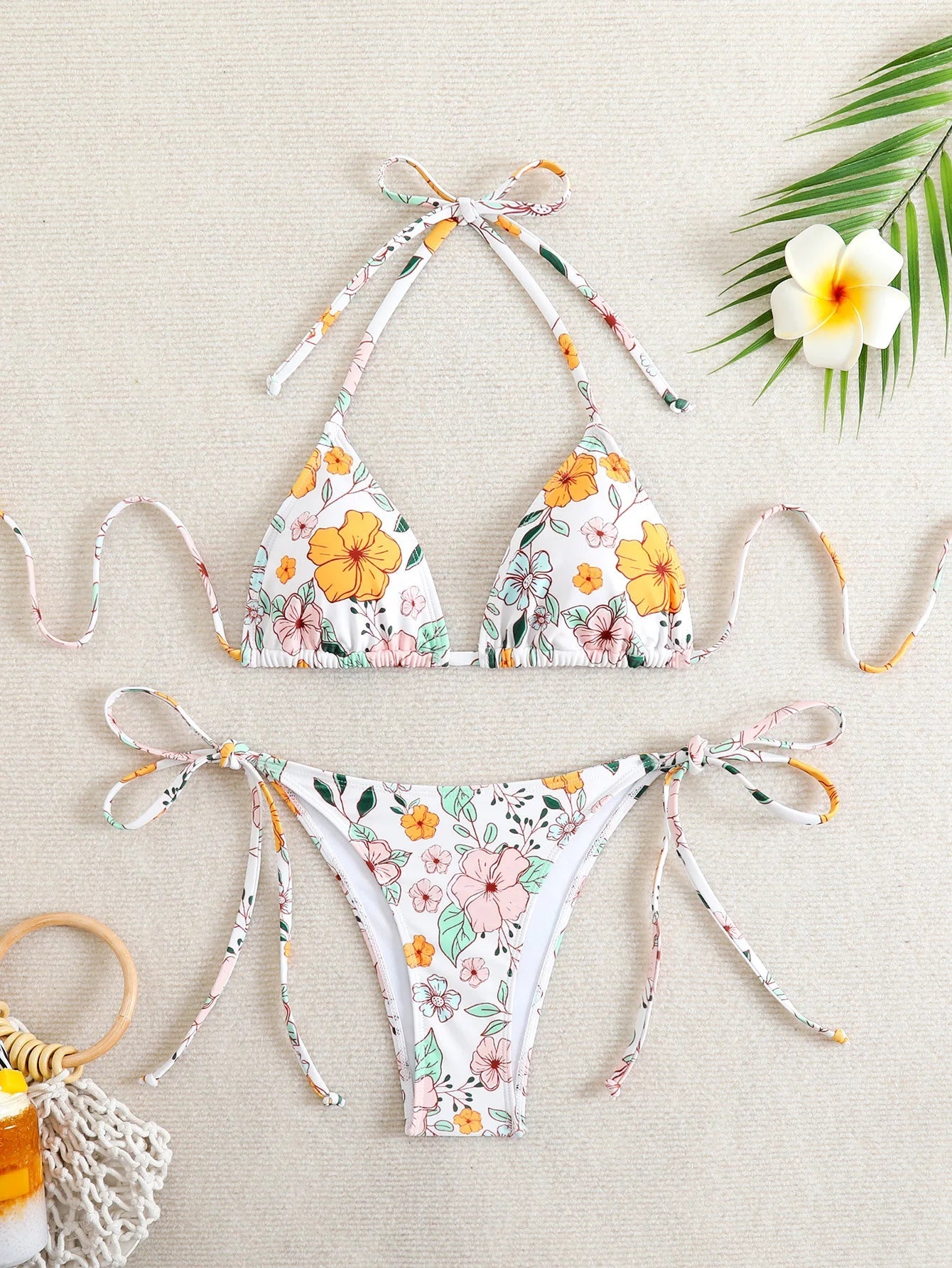 Tie Dye Gradient Mini Bikini Halter Push Up Bra Tie Side Thong Swimsuit Beach Pool Holiday Bathing Suit Swimwear