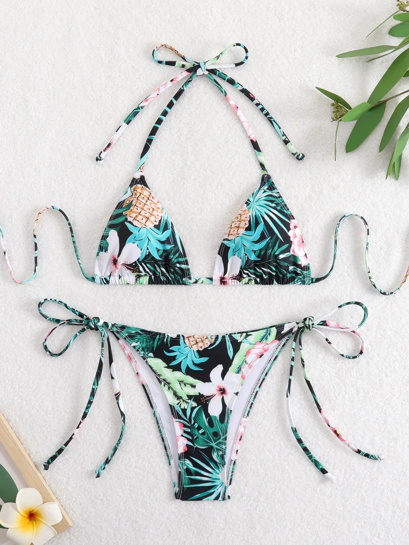Tie Dye Gradient Mini Bikini Halter Push Up Bra Tie Side Thong Swimsuit Beach Pool Holiday Bathing Suit Swimwear