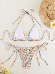 Tie Dye Gradient Mini Bikini Halter Push Up Bra Tie Side Thong Swimsuit Beach Pool Holiday Bathing Suit Swimwear