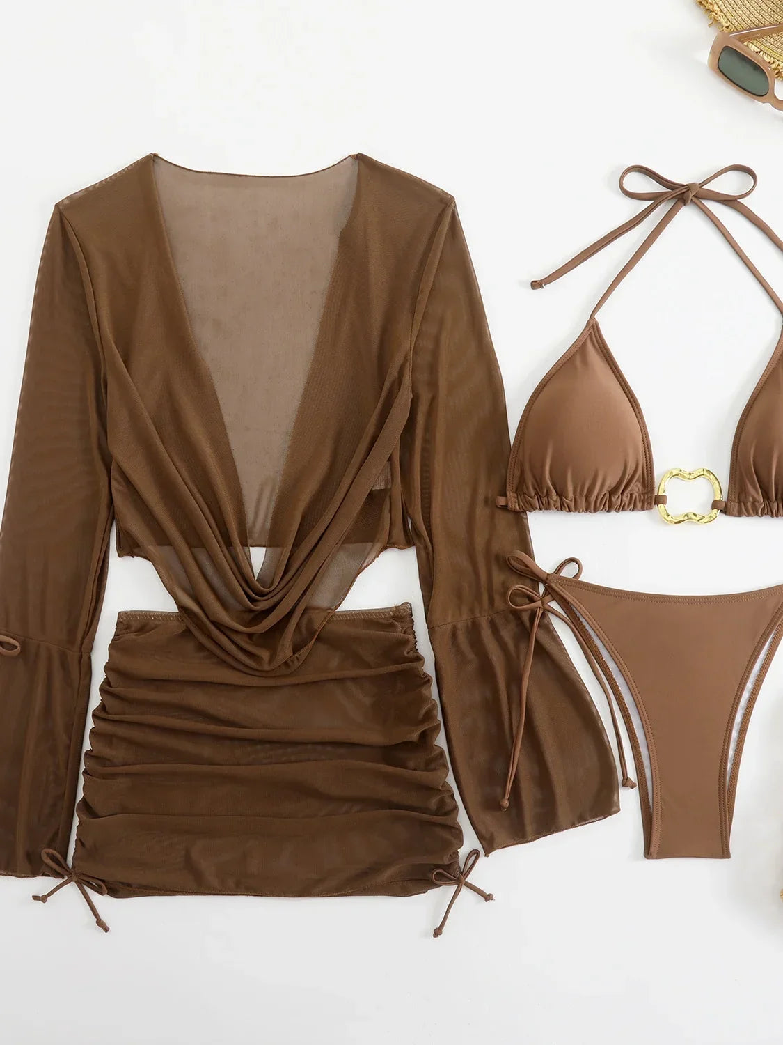 White Black 4 Piece Bikinis Sets