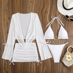 White Black 4 Piece Bikinis Sets