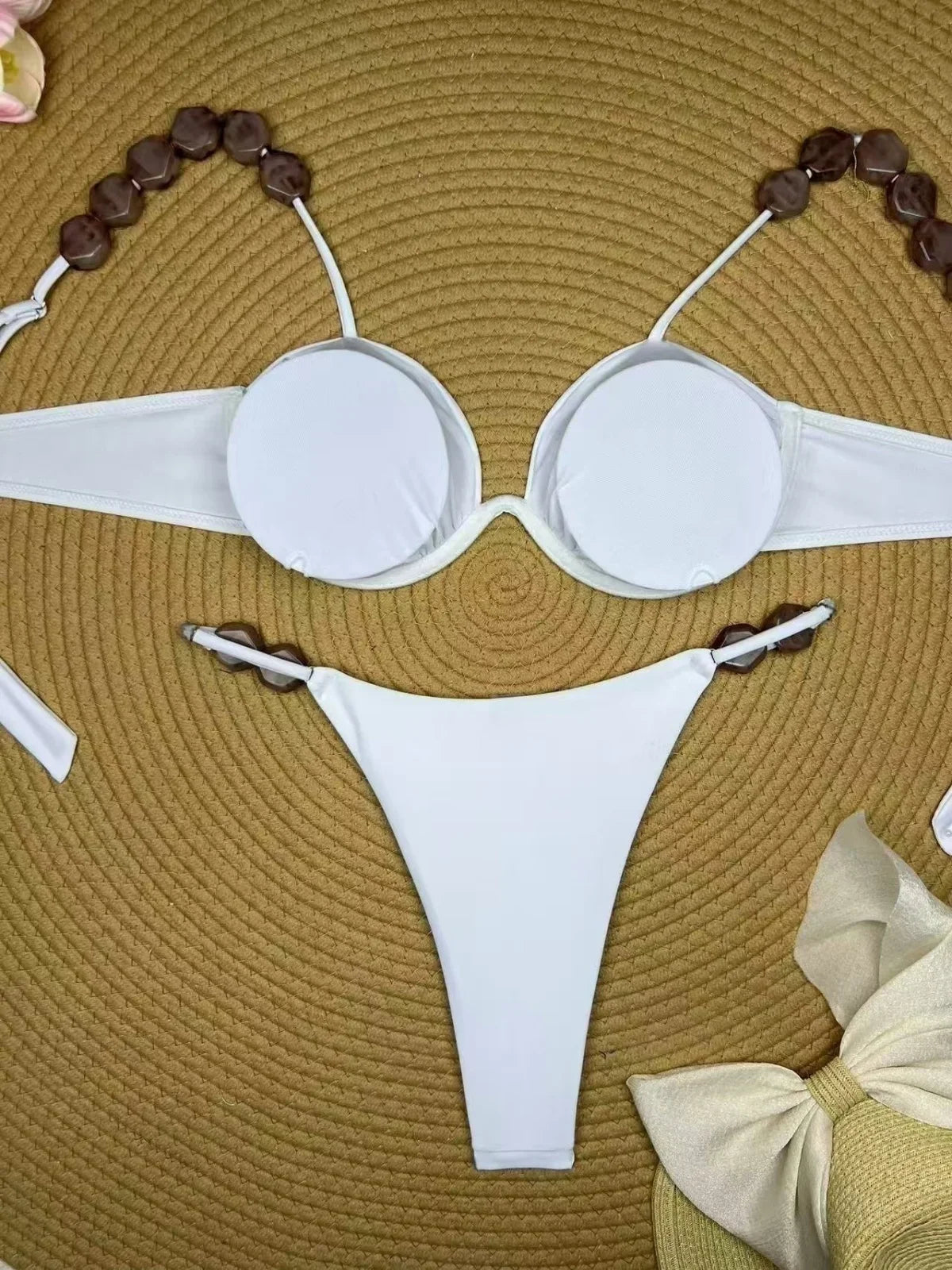 White Black Bikini Set