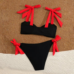 White Black Contrast Bikini Set