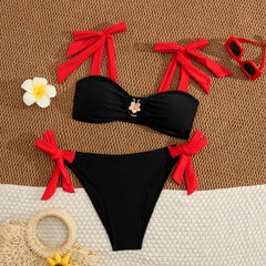 White Black Contrast Bikini Set