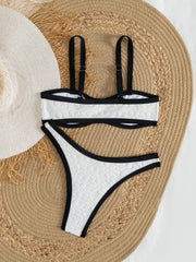 White Black Contrast Bikinis Sets