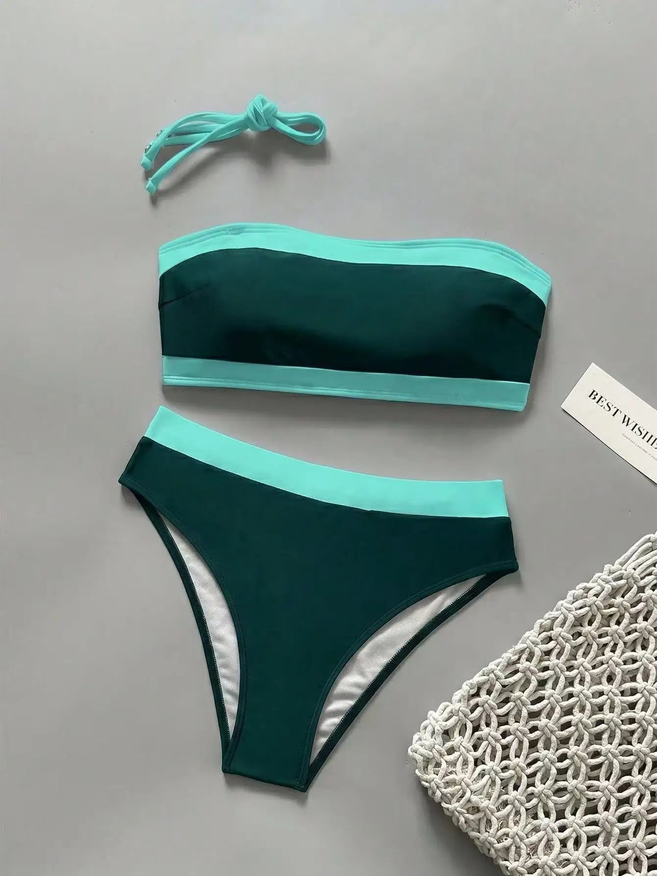 White Black Patchwork Bikini Set