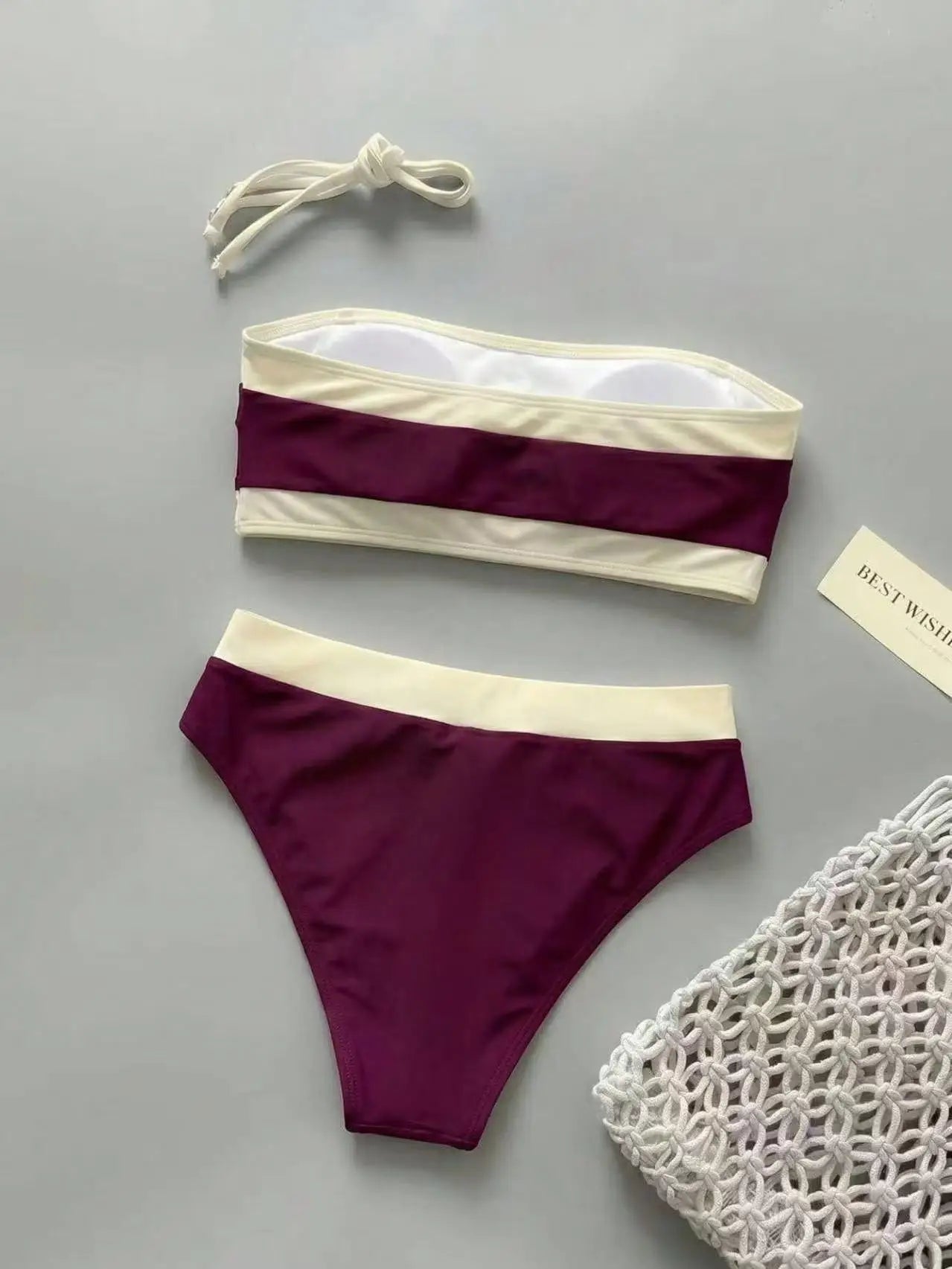 White Black Patchwork Bikini Set