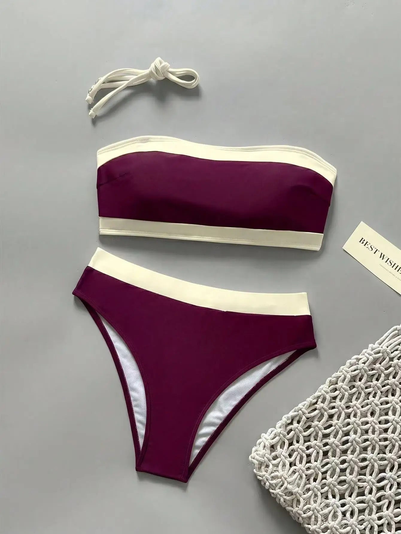 White Black Patchwork Bikini Set