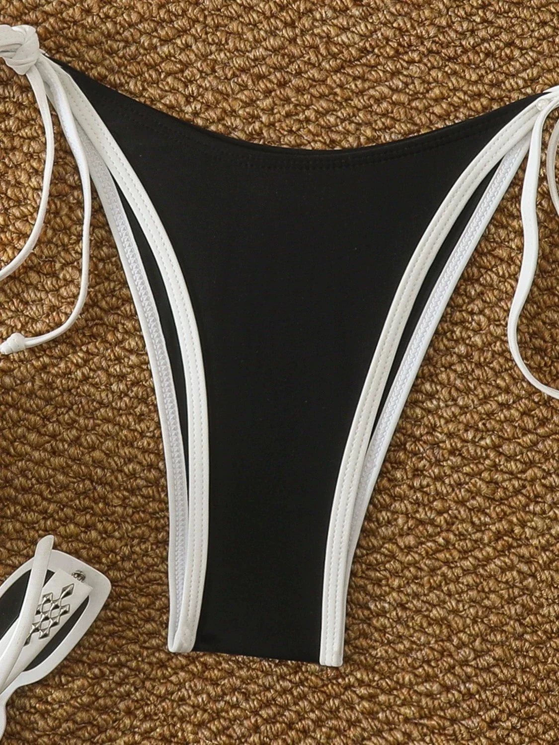 White Black Patchwork Micro Bikini Halter Push Up Bra Bandage Thong Swimsuit Bathing Suit Holiday Pool Swimwear