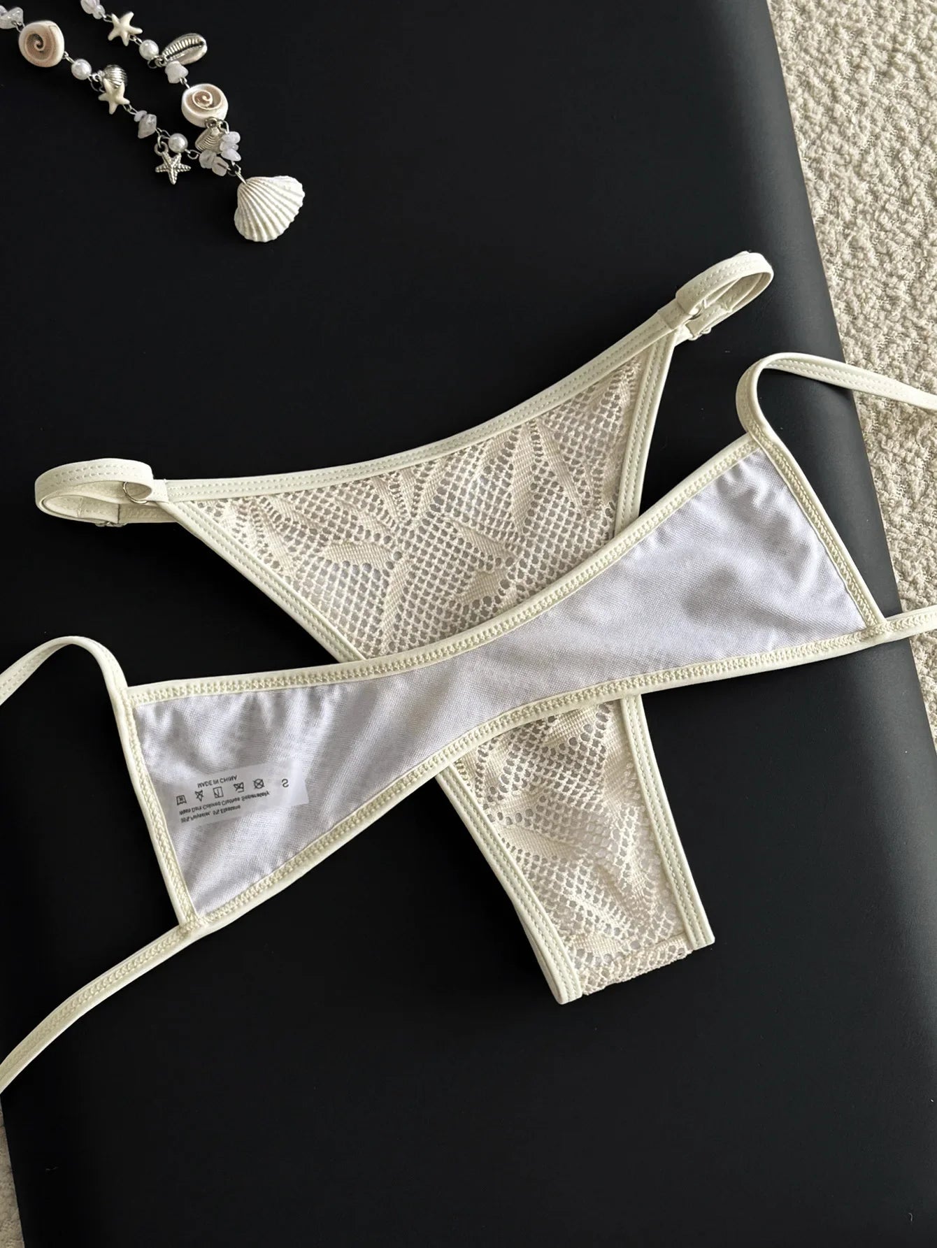 White Blue Mesh Bikini Set