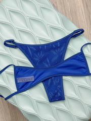 White Blue Mesh Bikini Set