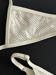 White Blue Mesh Bikini Set