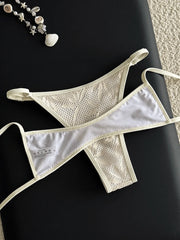 White Blue Mesh Bikini Set