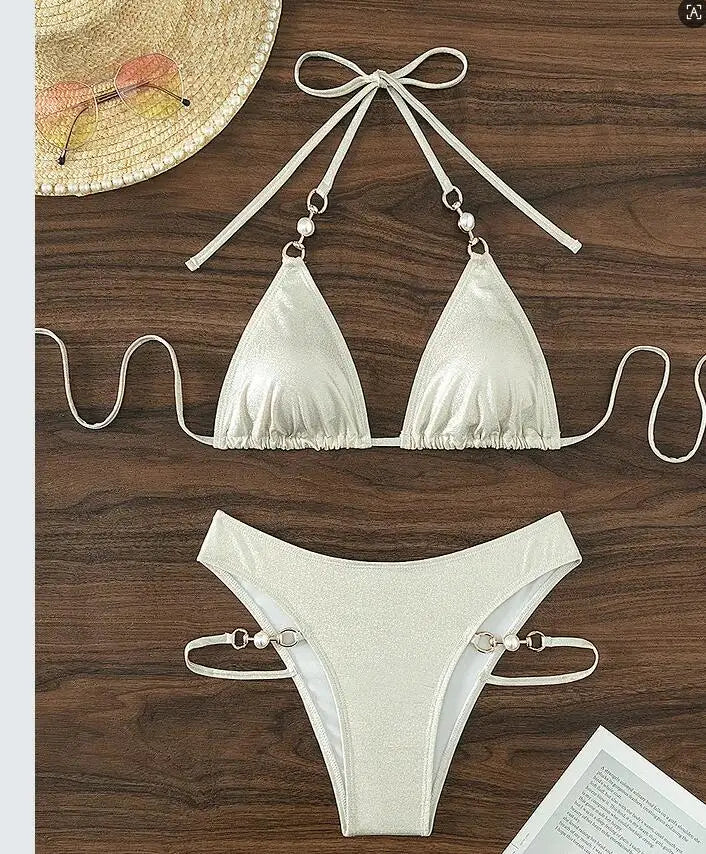 White Brozing Bikini Set