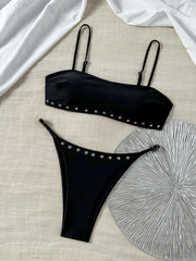 White Button Micro Bikini Coffee Push Up Bra Thong Swimwear Bathing Suit Holiday Pool Two Piece Swimsuit