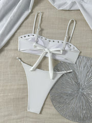 White Button Micro Bikini Coffee Push Up Bra Thong Swimwear Bathing Suit Holiday Pool Two Piece Swimsuit