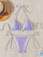 White Contrast Bikinis Sets