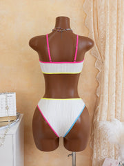 White Patchwork Bikini Set