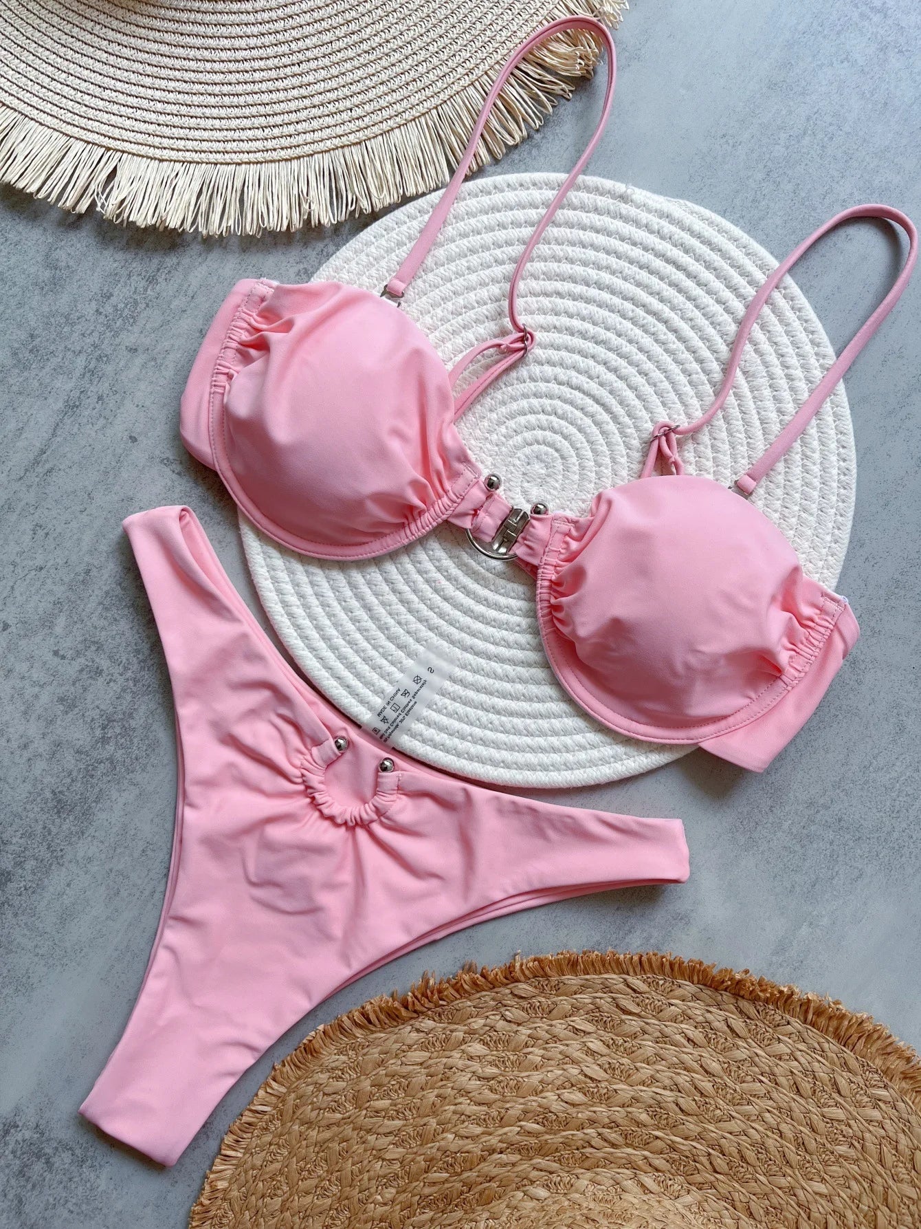 White Pink Bikini Set