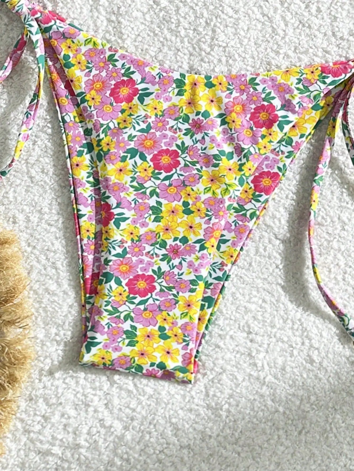 Floral Print Two Piece Swimsuit Triangle Bra Push Up Bikini Set