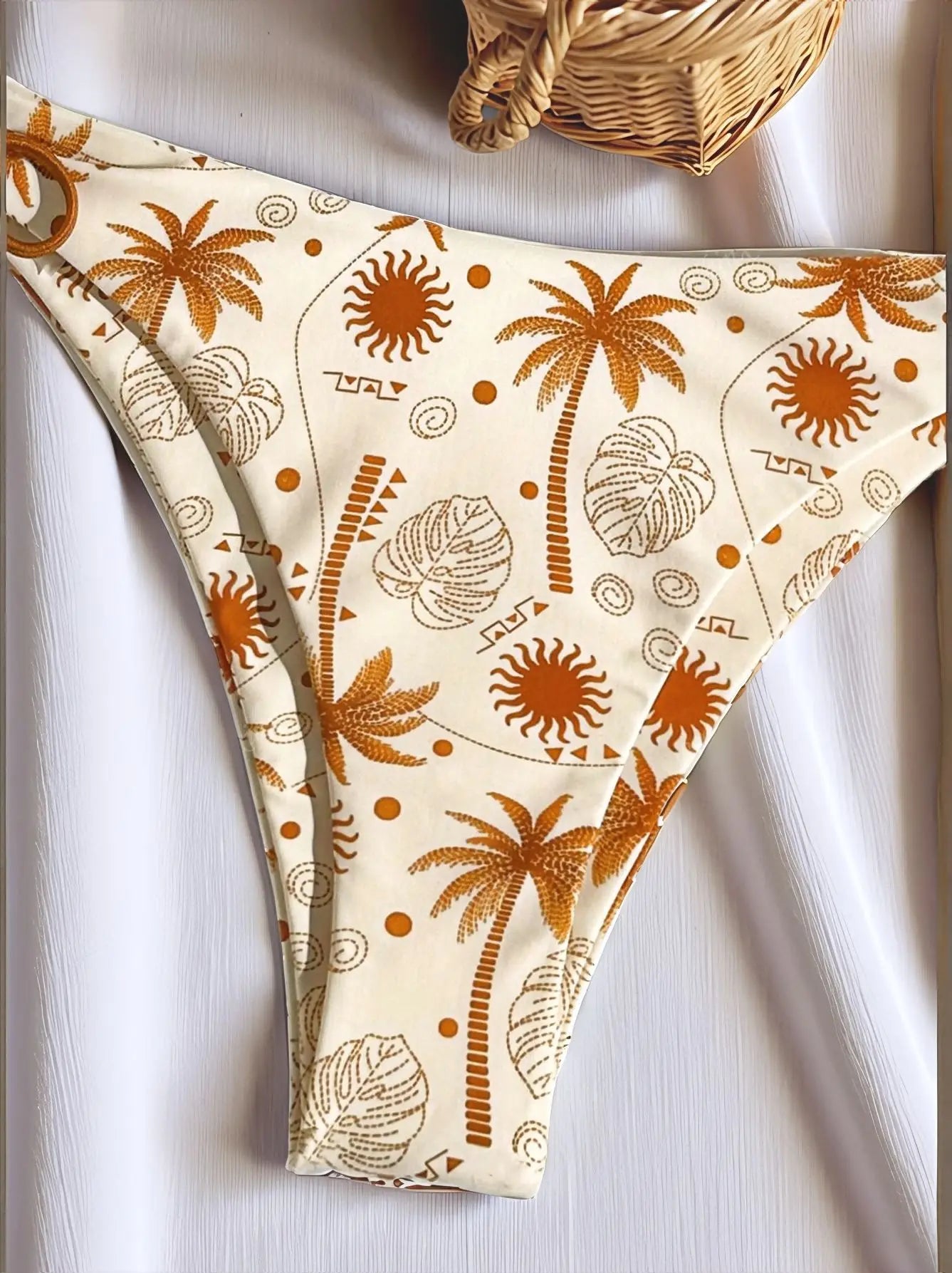 Yellow Coconut Tree Print Bikini Set