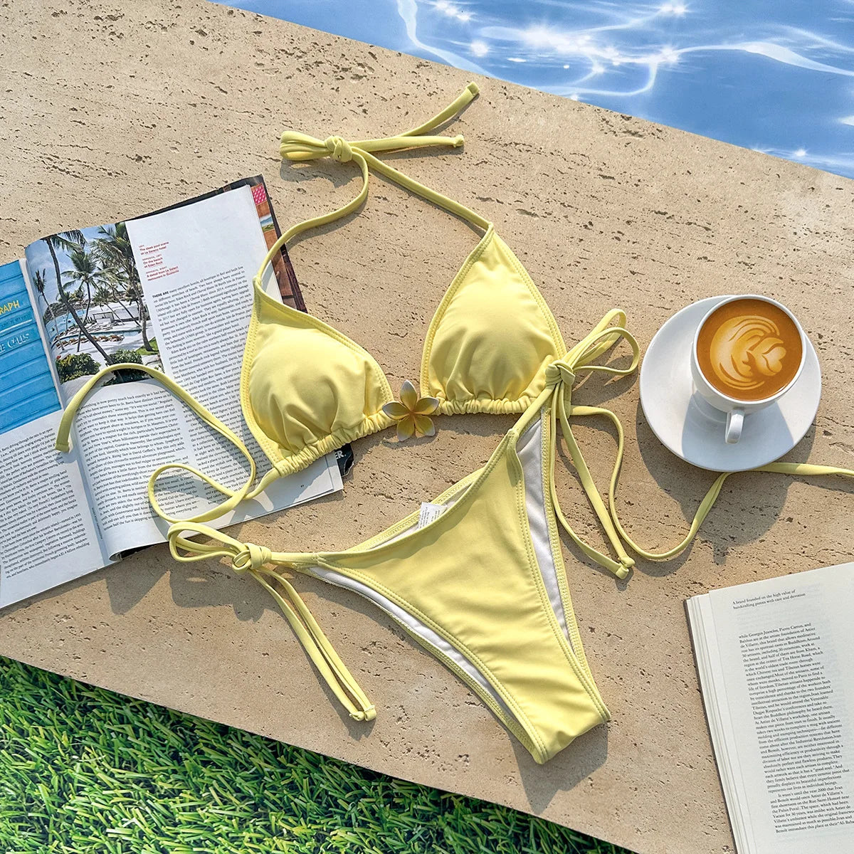 Yellow Pink Micro Bikini Set