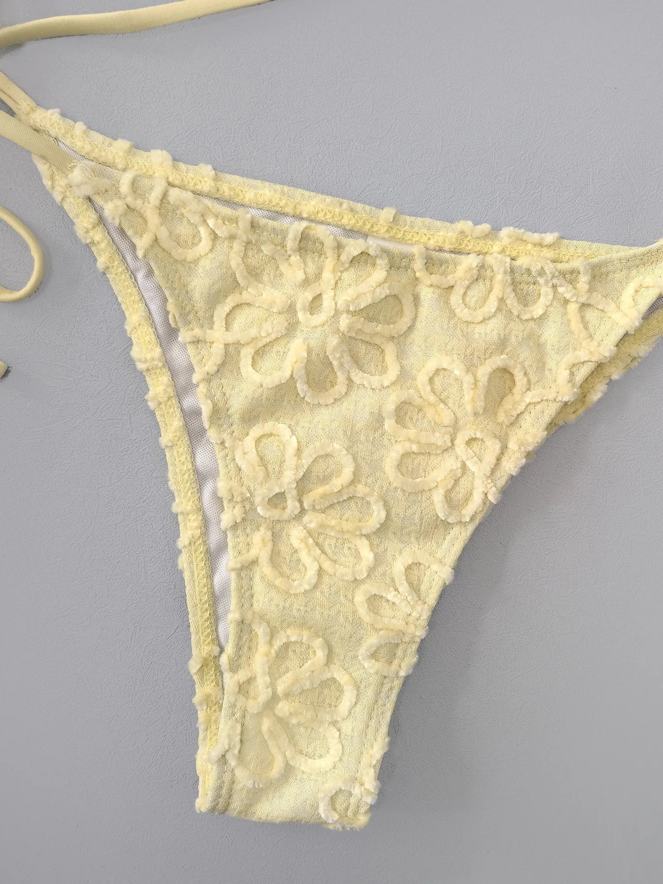 Yellow Pleate Skirt 3 Piece Bikini Set