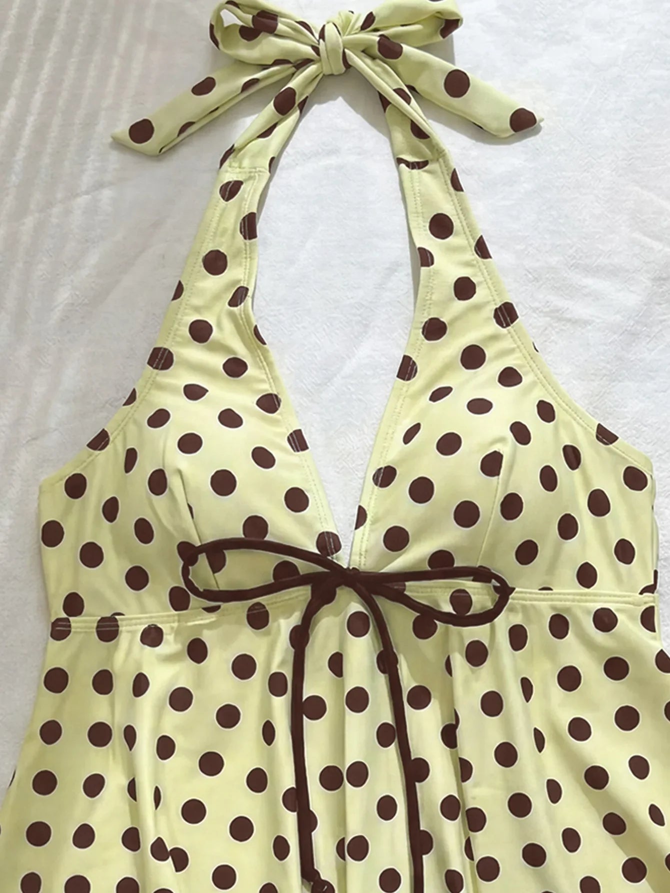 Yellow Polka Dot Print Bikini Set