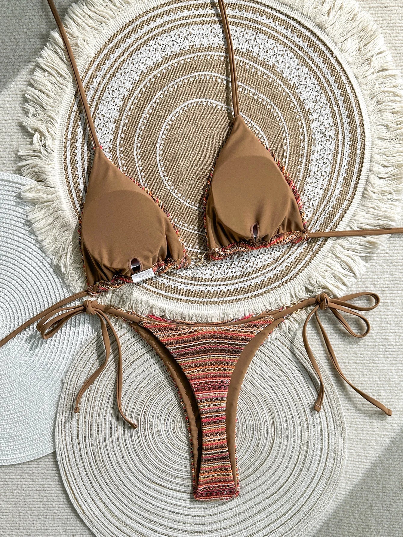 Yellow Striped Bikini Set