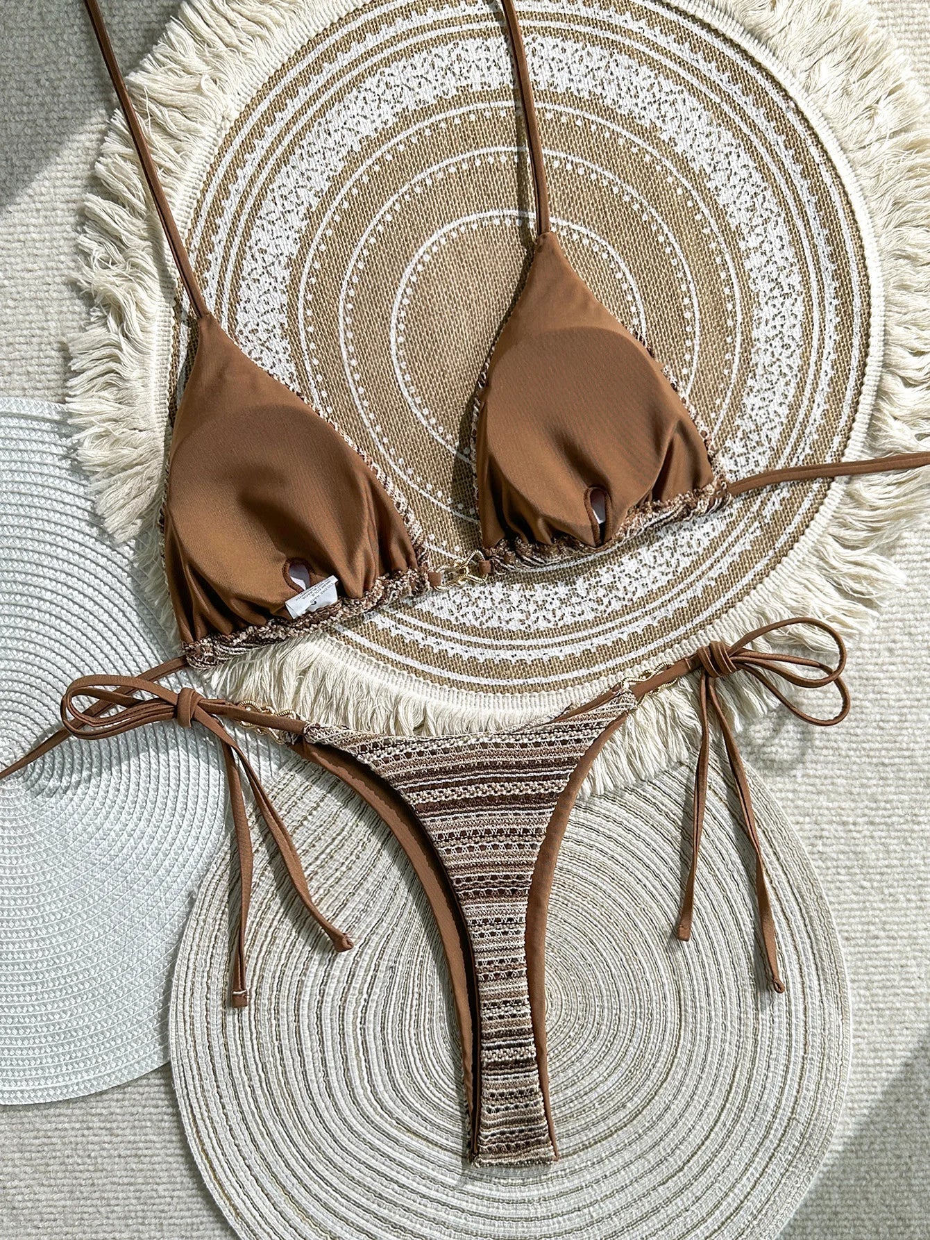 Yellow Striped Bikini Set