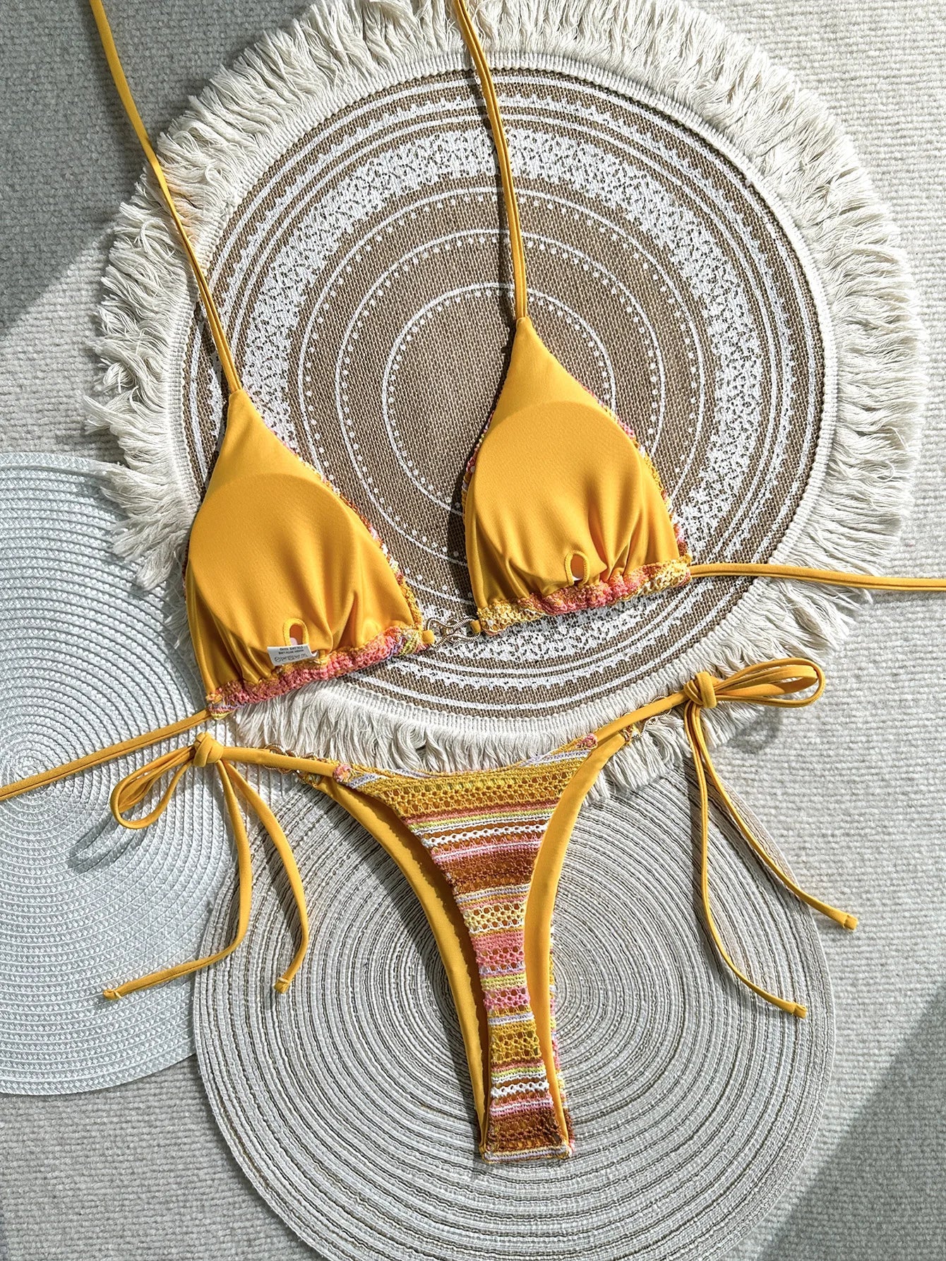 Yellow Striped Bikini Set